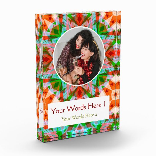 Custom Winter Red Merry Green Star Christmas Gift Fotoblokken (Links)