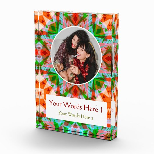 Custom Winter Red Merry Green Star Christmas Gift Fotoblokken (Rechts)