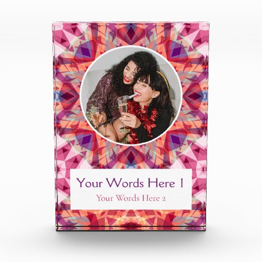 Custom Winter Red Pink Purple Star Christmas Gift Fotoblokken (Voorkant)