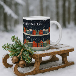 Custom Winter Village Mug with Quote and Name  Koffiemok