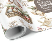 Custom Winter Wonderland met Vogel en Ornamenten Cadeaupapier (Rol Hoek)