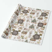 Custom Winter Wonderland met Vogel en Ornamenten Cadeaupapier (Uitgerold)