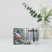 Custom Winter Wonderland | Pine & Berries Design Visitekaartje (Staand voorkant)
