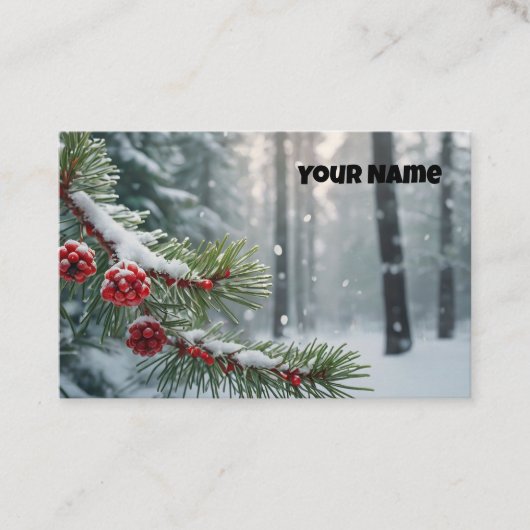Custom Winter Wonderland | Pine & Berries Design Visitekaartje (Voorkant)