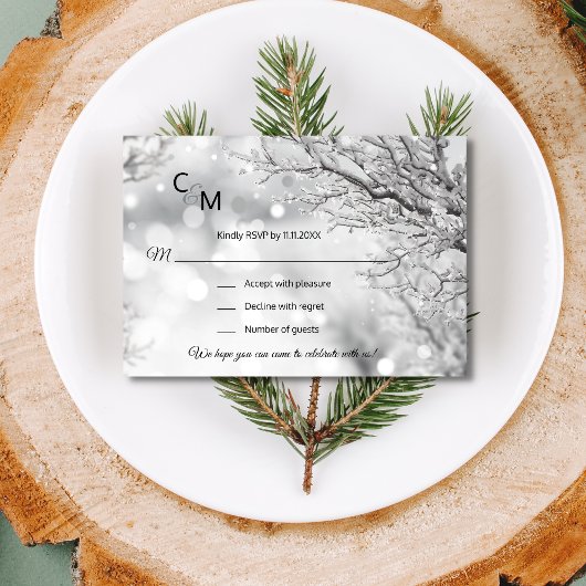 Custom Winter Wonderland Snow Scene RSVP Weddensch