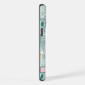 Custom Wit Blauwgroen Groen Roze Abstract Patroon iPhone Hoesje (Rechterkant)