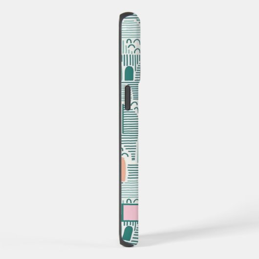 Custom Wit Blauwgroen Groen Roze Abstract Patroon iPhone Hoesje (Rechterkant)