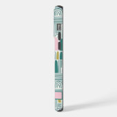 Custom Wit Blauwgroen Groen Roze Abstract Patroon iPhone Hoesje (Linkerkant)