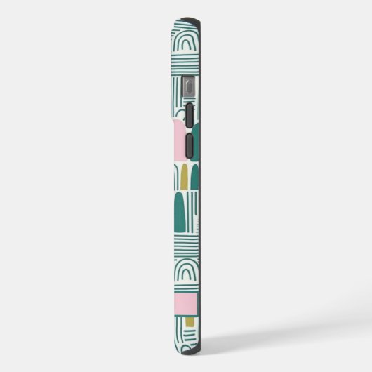 Custom Wit Blauwgroen Groen Roze Abstract Patroon iPhone Hoesje (Linkerkant)