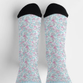 Custom Wit Bloemen Blauw Roze Pastel Bloemen Sokken (Top)