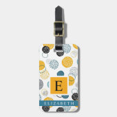 Custom Wit Geel Blauw Zwart Abstract Patroon Bagagelabel (Voorkant verticaal)