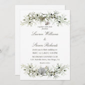 Custom Wit Grijs Marine Nautisch Strand Wedding Kaart (Voorkant / Achterkant)