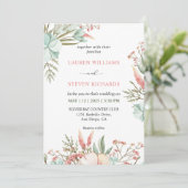 Custom Wit Groen Roze Pastel Boho Wedding Kaart (Staand voorkant)