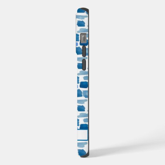 Custom Wit Licht Donkerblauw Abstract Patroon iPhone Hoesje (Linkerkant)