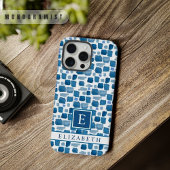 Custom Wit Licht Donkerblauw Abstract Patroon iPhone Hoesje