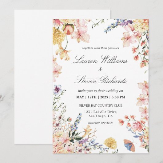 Custom Wit Roze Blauw Lente Warming Bloemen Kaart (Voorkant / Achterkant)