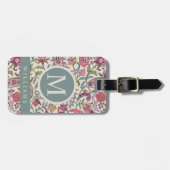 Custom Wit Roze Blauw Paisley Patroon Bagagelabel (Voorkant horizontaal)