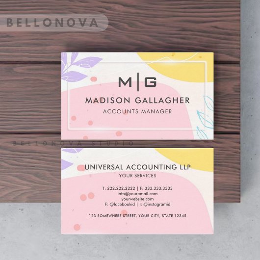 Custom Wit Roze Geel Esthetische Professional Visitekaartje