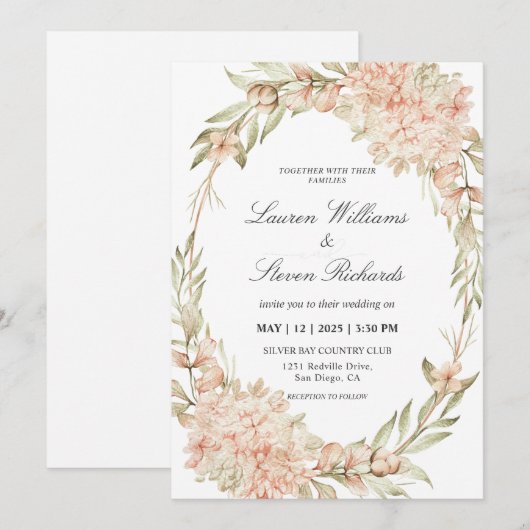 Custom Wit Roze  Hydrangea Bloemenpremie Kaart (Voorkant / Achterkant)