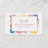 Custom Wit Roze Kleurrijke Bloemen Professioneel Visitekaartje (Voorkant)