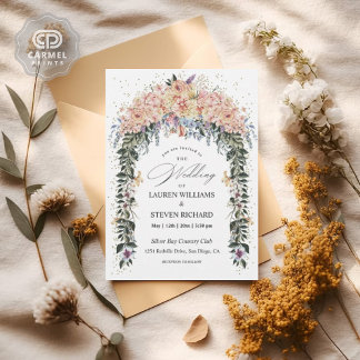 Custom Wit Roze Pastel Bloemen Gate Premium Kaart