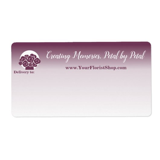 💐 Custom Wit tot Paarse Bloemen Levering Etiket (Voorkant)