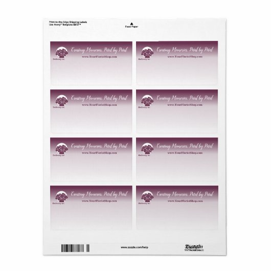 💐 Custom Wit tot Paarse Bloemen Levering Etiket (Full Sheet)