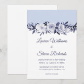 Custom Wit Zacht Blauw Antoinette Bloemen bruiloft Kaart (Voorkant / Achterkant)