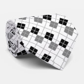 Custom Wit Zwart en Grijs Argyle Stropdas (Opgerold)