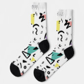 Custom Wit Zwart Groen Roze Geel Abstract Sokken (Links)