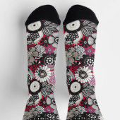 Custom Wit Zwart Rood Bloemen Bloemen Sokken (Top)