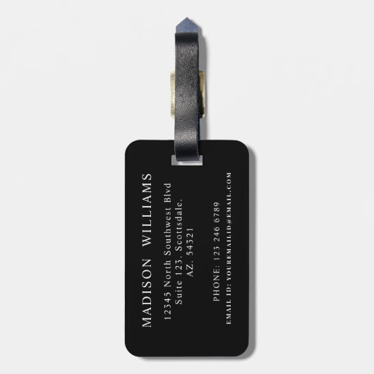 Custom Wit Zwart Sinaasappel Argyle Patroon Bagagelabel (Achterkant verticaal)