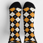 Custom Wit Zwart Sinaasappel Argyle Patroon Sokken (Top)