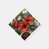 Custom "With Love"  Cup of Coffee & Red Poppies  Servet (Hoek)