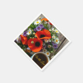 Custom "With Love"  Cup of Coffee & Red Poppies  Servet (Hoek)
