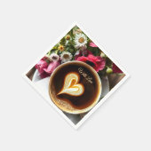 Custom "With Love"  Cup of Coffee & Red Poppies  Servet (Hoek)
