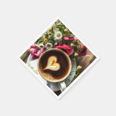 Custom "With Love"  Cup of Coffee & Red Poppies  Servet (Hoek)