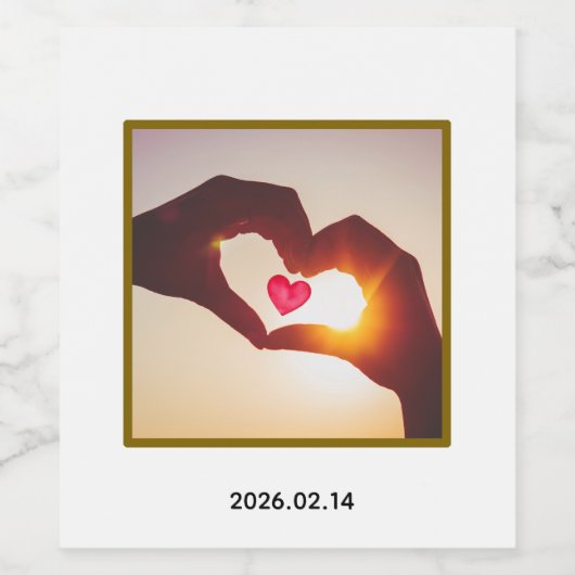 Custom with photo and date design wijn etiket (Enkel label)