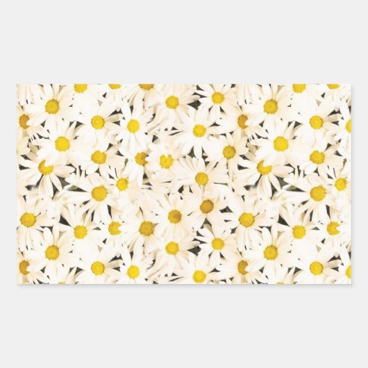 Custom Witte Daisies Blank Elegante Sjabloon Rechthoekige Sticker (Voorkant)