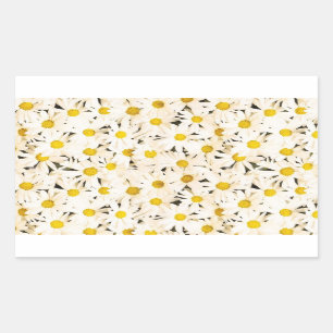 Custom Witte Daisies Blank Elegante Sjabloon Rechthoekige Sticker