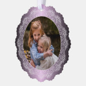 Custom Witte Mandala Krans Faux Paarse Roze Metaal Ornament Kaart (Links)