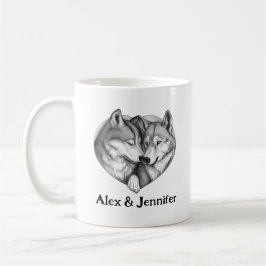 Custom Wolf Couple Names Personalized Koffiemok