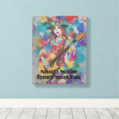 Custom Woman Gitarist Abstract Art Inspirerend Canvas Afdruk (Insitu (Houten vloer))
