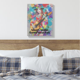 Custom Woman Gitarist Abstract Art Inspirerend Canvas Afdruk