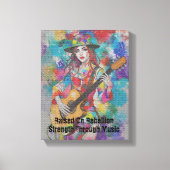 Custom Woman Gitarist Abstract Art Inspirerend Canvas Afdruk (Voorkant)