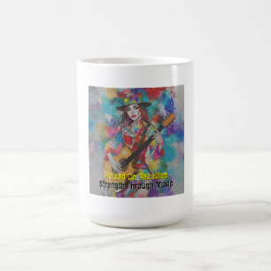 Custom Woman Gitarist Abstract Art Inspirerend Koffiemok