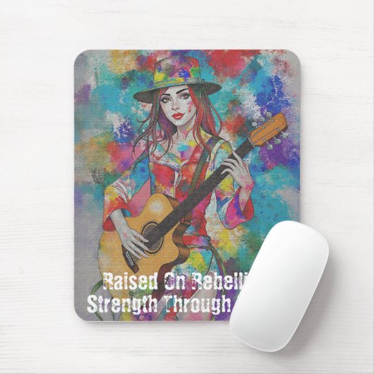 Custom Woman Gitarist Abstract Art Inspirerend Muismat (Met muis)