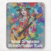 Custom Woman Gitarist Abstract Art Inspirerend Muismat (Voorkant)