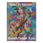 Custom Woman Gitarist Abstract Art Inspirerend Perfect Poster (Voorkant)