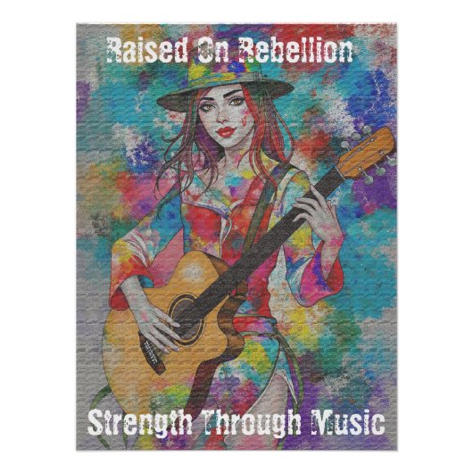 Custom Woman Gitarist Abstract Art Inspirerend Perfect Poster (Voorkant)